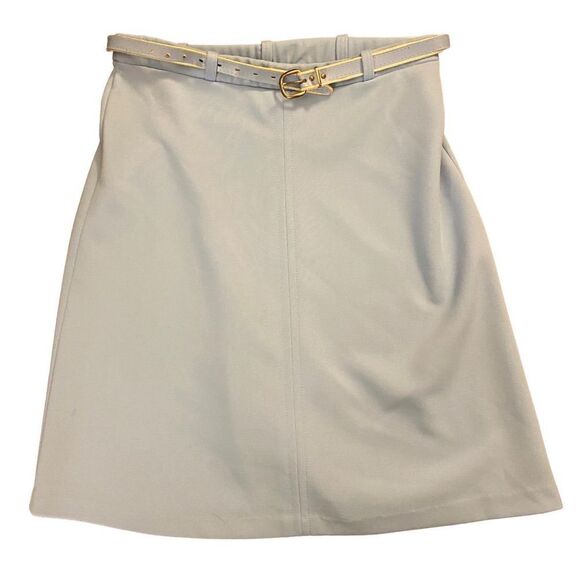 Alfred Dunner Preppy  Belted Skirt Eggshell Blue Size 12 - Picture 1 of 6